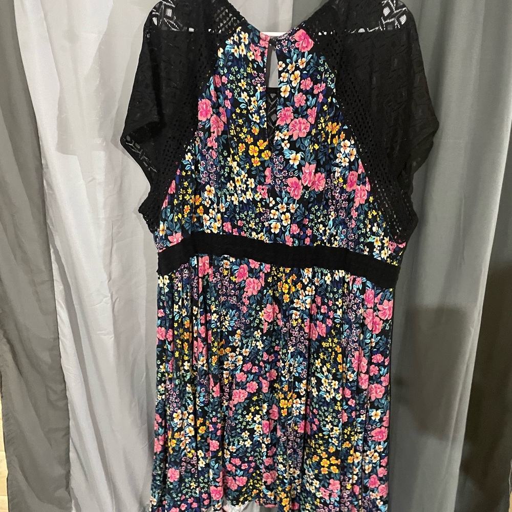 Torrid Floral Dress with Black Lace